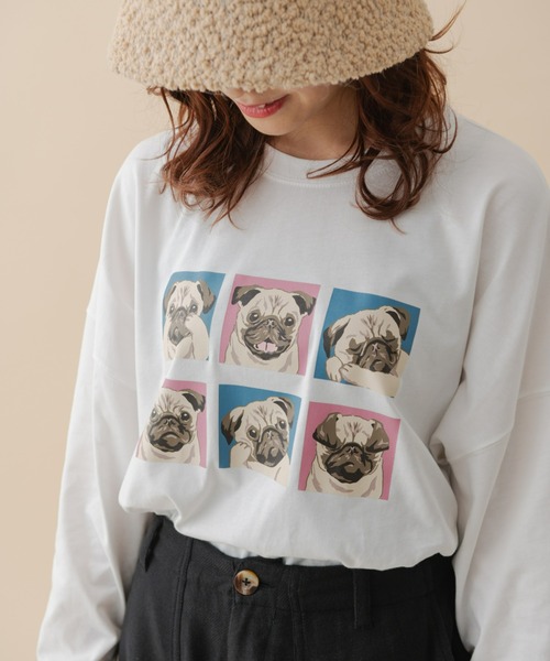 MERLOT(メルロー)の「パグロンT(Tシャツ/カットソー・レディース・ホワイト/ブラック・FREE)」の4枚目の写真