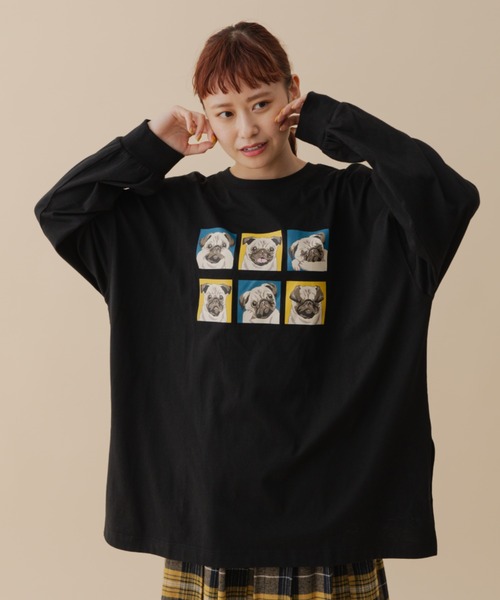 MERLOT(メルロー)の「パグロンT(Tシャツ/カットソー・レディース・ホワイト/ブラック・FREE)」の16枚目の写真