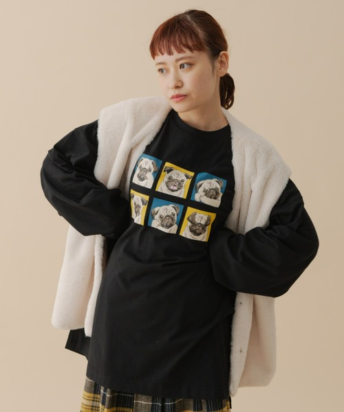 MERLOT(メルロー)の「パグロンT(Tシャツ/カットソー・レディース・ホワイト/ブラック・FREE)」の14枚目の写真