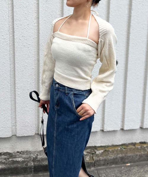 Jewelobe(ジュエローブ)の「ボレロ×チューブトップセットアップ(アンサンブル・レディース・ブラック/グレー/アイボリー/グリーン・FREE)」の14枚目の写真