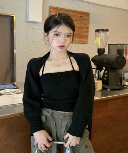 Jewelobe(ジュエローブ)の「ボレロ×チューブトップセットアップ(アンサンブル・レディース・ブラック/グレー/アイボリー/グリーン・FREE)」の8枚目の写真
