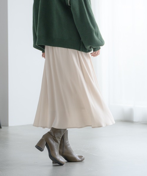 EDDEN ELLEN(エデンエレン)の「【EDDEN ELLEN】 ギャザーロングスカート(スカート・レディース・ホワイト/ブラック・SMALL/X-SMALL)」の2枚目の写真