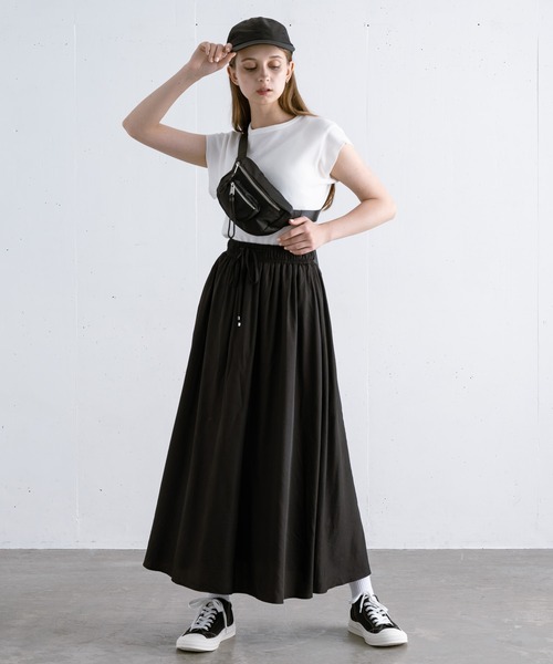 EDDEN ELLEN(エデンエレン)の「【EDDEN ELLEN】 ギャザーロングスカート(スカート・レディース・ホワイト/ブラック・SMALL/X-SMALL)」の6枚目の写真