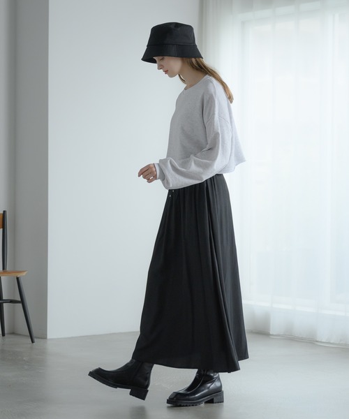EDDEN ELLEN(エデンエレン)の「【EDDEN ELLEN】 ギャザーロングスカート(スカート・レディース・ホワイト/ブラック・SMALL/X-SMALL)」の9枚目の写真