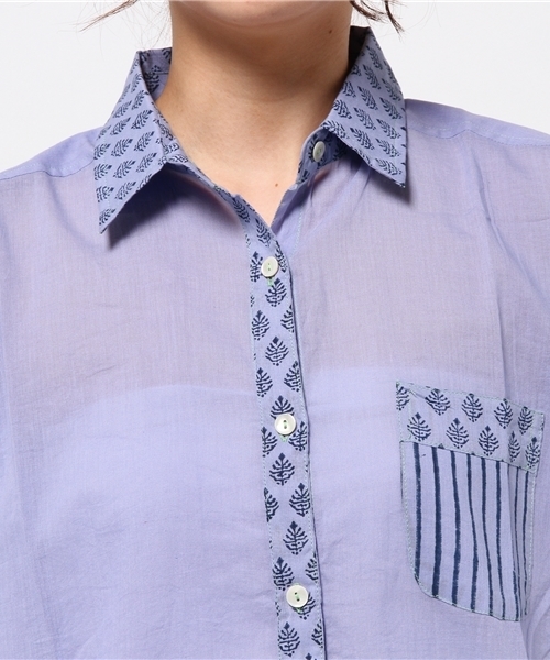 チャイハネ（チャイハネ）の「【チャイハネ】3トーンカラーグラデーションロングシャツ（シャツ/ブラウス・レディース・ブルー/イエロー/ピンク・FREE）」の7枚目の写真