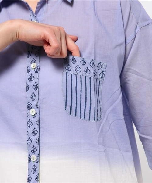 チャイハネ（チャイハネ）の「【チャイハネ】3トーンカラーグラデーションロングシャツ（シャツ/ブラウス・レディース・ブルー/イエロー/ピンク・FREE）」の9枚目の写真