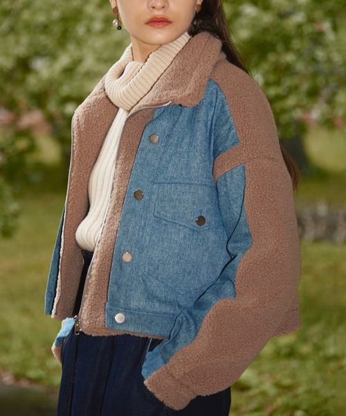 Cheek（チーク）の「ボアデニムジャケット（デニムジャケット・レディース・グレー/モカ・MEDIUM）」の13枚目の写真