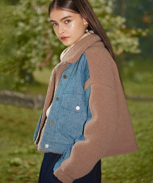 Cheek（チーク）の「ボアデニムジャケット（デニムジャケット・レディース・グレー/モカ・MEDIUM）」の15枚目の写真