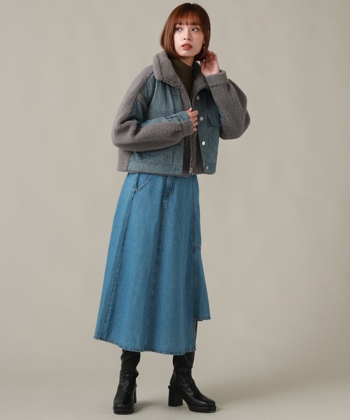 Cheek（チーク）の「ボアデニムジャケット（デニムジャケット・レディース・グレー/モカ・MEDIUM）」の17枚目の写真
