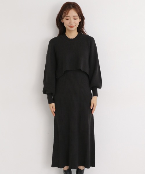 mysty woman（ミスティウーマン）の「リボンショート2Pワンピース 173682（ワンピース・レディース・アイボリー/ブラック/モカ・FREE）」の11枚目の写真