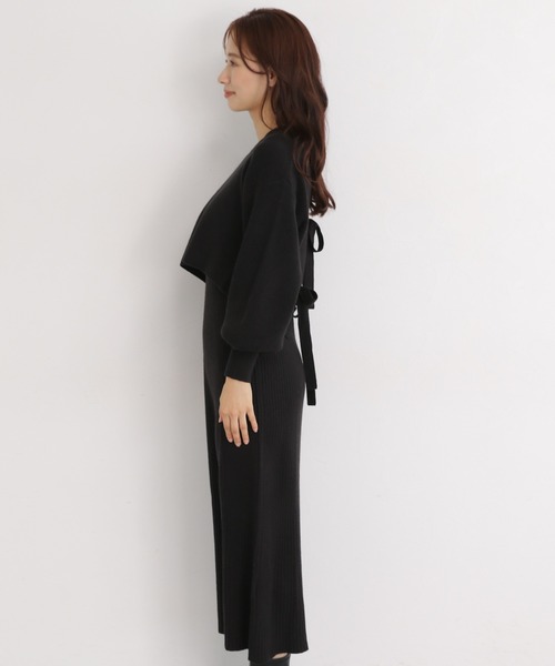 mysty woman（ミスティウーマン）の「リボンショート2Pワンピース 173682（ワンピース・レディース・アイボリー/ブラック/モカ・FREE）」の12枚目の写真