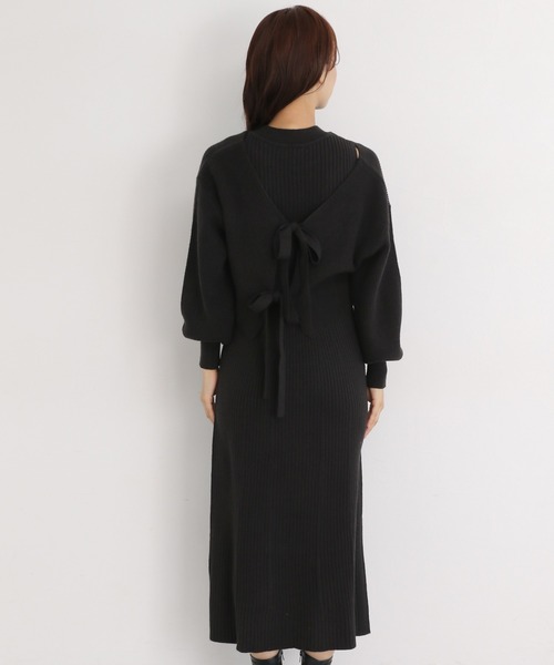 mysty woman（ミスティウーマン）の「リボンショート2Pワンピース 173682（ワンピース・レディース・アイボリー/ブラック/モカ・FREE）」の13枚目の写真