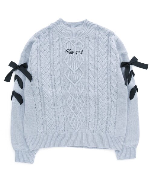 algy（アルジー）の「袖レースアップケーブルニット（ニット/セーター・キッズ・ピンク/アイボリー/サックスブルー・XX-SMALL/X-SMALL/SMALL/MEDIUM）」の12枚目の写真