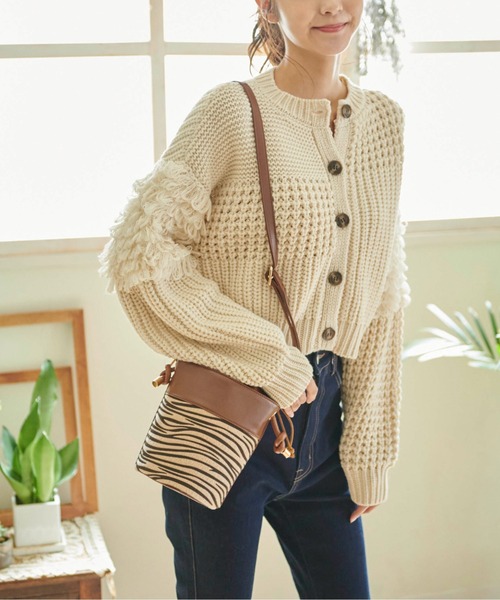 FREE'S MART（フリーズマート）の「ラウンド切り替えバッグ（ショルダーバッグ・レディース・ブラック系その他/ベージュ系その他/ブラウン・ﾌﾘ-）」の8枚目の写真