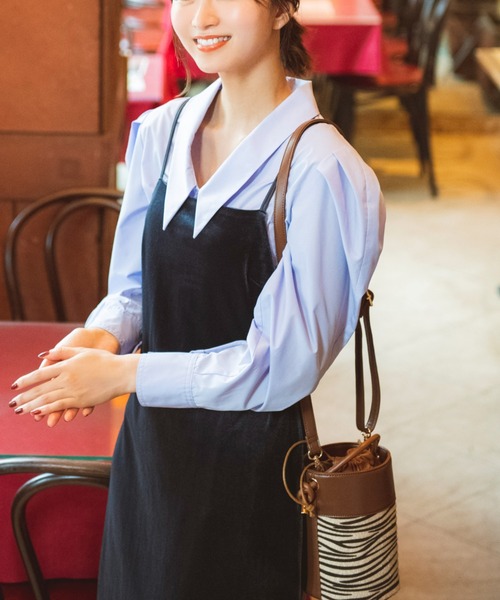 FREE'S MART（フリーズマート）の「ラウンド切り替えバッグ（ショルダーバッグ・レディース・ブラック系その他/ベージュ系その他/ブラウン・ﾌﾘ-）」の4枚目の写真