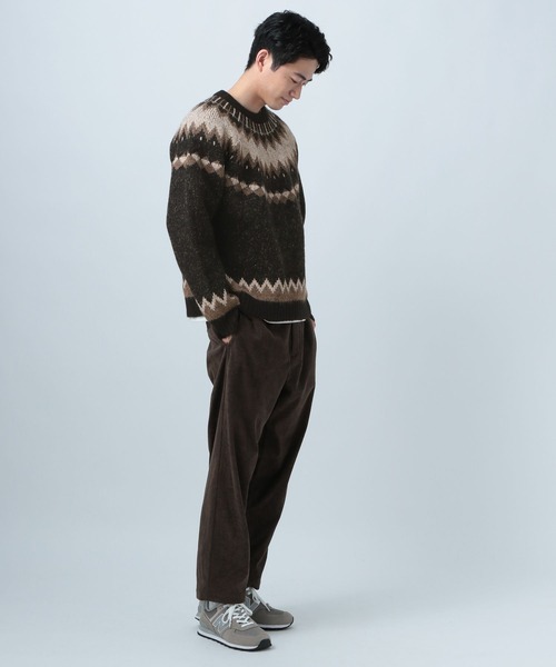 BAYFLOW（ベイフロー）の「フェアアイルニットプルオーバー（ニット/セーター・メンズ・グレー/オフホワイト/ブラック・MEDIUM/LARGE）」の8枚目の写真