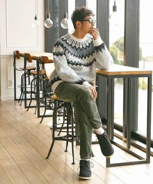 BAYFLOW（ベイフロー）の「フェアアイルニットプルオーバー（ニット/セーター・メンズ・グレー/オフホワイト/ブラック・MEDIUM/LARGE）」の15枚目の写真