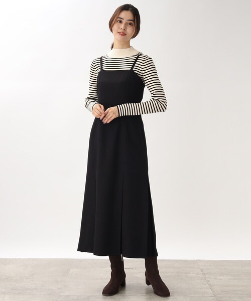 ほっそり見えするタックマーメイドキャミワンピース