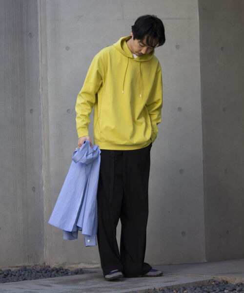 GLOSTER（グロスター）の「【GLOSTER/グロスター】ダンボールニット プルオーバーパーカー フーディ（パーカー・メンズ・チャコールグレー/アイボリー/ベージュ/イエロー・S/M/L）」の9枚目の写真