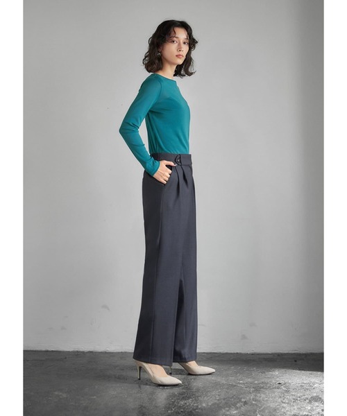 STYLE DELI(スタイルデリ)の「ウエストデザイン2タックワイドパンツ(その他パンツ・レディース・グレー/チャコールグレー/パープル系・SMALL/MEDIUM)」の5枚目の写真