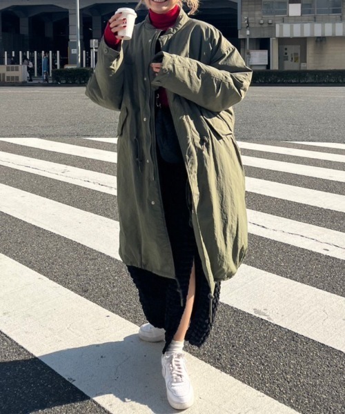 AMAIL（アマイル）の「Military over コート（ミリタリージャケット・レディース・カーキ/ブラック・FREE）」の3枚目の写真