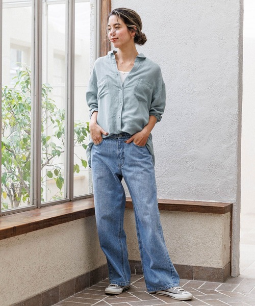 BAYFLOW（ベイフロー）の「リネンシャツ（シャツ/ブラウス・レディース・ライム/コーラルピンク/ブラック/サックスブルー/オフホワイト/ターコイズブルー/ネイビー/ピンク系その他/グリーン・SMALL/MEDIUM）」の21枚目の写真