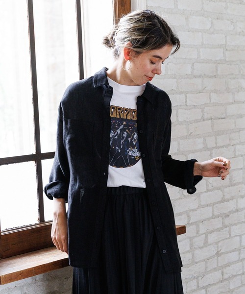 BAYFLOW（ベイフロー）の「リネンシャツ（シャツ/ブラウス・レディース・ライム/コーラルピンク/ブラック/サックスブルー/オフホワイト/ターコイズブルー/ネイビー/ピンク系その他/グリーン・SMALL/MEDIUM）」の19枚目の写真