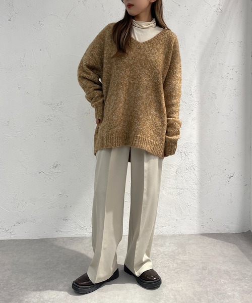 apres jour mignon（アプレジュールミニョン）の「メランジVネックニット【ZOZOTOWN限定アイテム】（ニット/セーター・レディース・マスタード/ブルー/オレンジ・フリー/X-LARGE）」の9枚目の写真