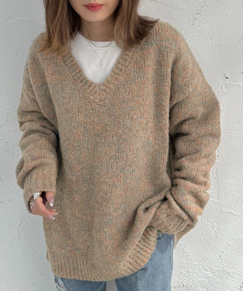 apres jour mignon（アプレジュールミニョン）の「メランジVネックニット【ZOZOTOWN限定アイテム】（ニット/セーター・レディース・マスタード/ブルー/オレンジ・フリー/X-LARGE）」の15枚目の写真