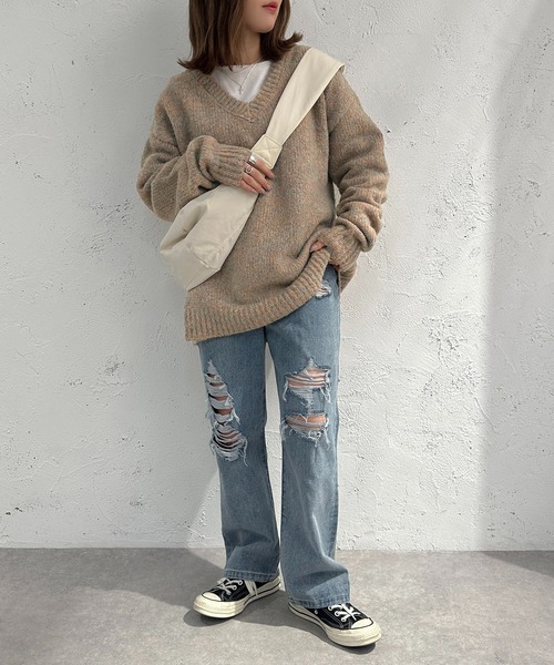 apres jour mignon（アプレジュールミニョン）の「メランジVネックニット【ZOZOTOWN限定アイテム】（ニット/セーター・レディース・マスタード/ブルー/オレンジ・フリー/X-LARGE）」の16枚目の写真