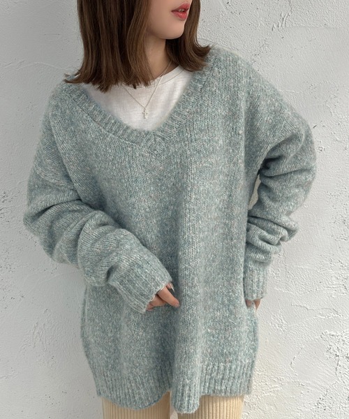 apres jour mignon（アプレジュールミニョン）の「メランジVネックニット【ZOZOTOWN限定アイテム】（ニット/セーター・レディース・マスタード/ブルー/オレンジ・フリー/X-LARGE）」の19枚目の写真
