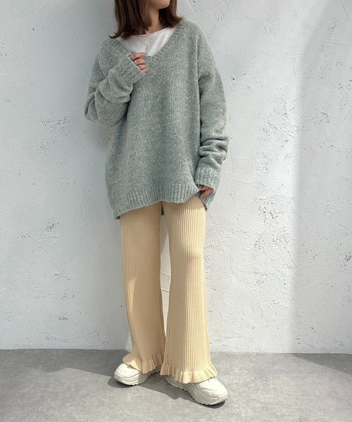 apres jour mignon（アプレジュールミニョン）の「メランジVネックニット【ZOZOTOWN限定アイテム】（ニット/セーター・レディース・マスタード/ブルー/オレンジ・フリー/X-LARGE）」の21枚目の写真