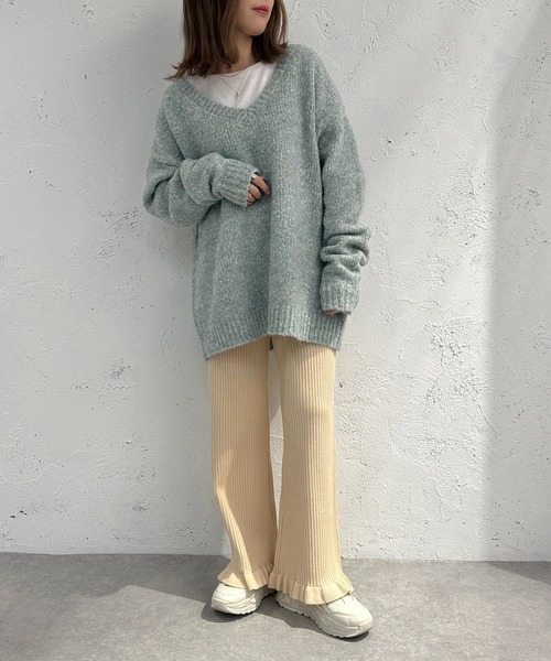 apres jour mignon（アプレジュールミニョン）の「メランジVネックニット【ZOZOTOWN限定アイテム】（ニット/セーター・レディース・マスタード/ブルー/オレンジ・フリー/X-LARGE）」の22枚目の写真