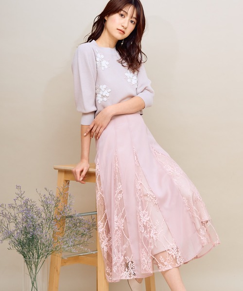 NOELA（ノエラ）の「シフォンレース切替スカート（スカート