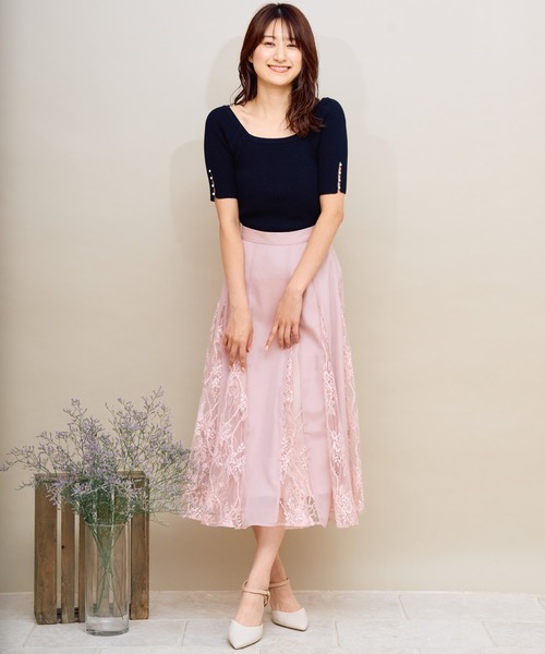 [No.470] TRALALA*ピンクシフォンブラックレーススカート N05236EW15253_fw_thumbM.jpg