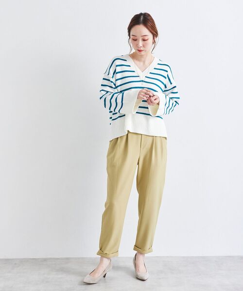 le.coeur blanc(ルクールブラン)の「ボーダーワイドシルエットVネックニット(ニット/セーター・レディース・ブラック系その他/ブルー系その他2・38)」の9枚目の写真