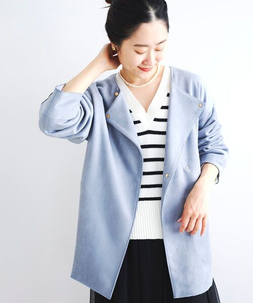 le.coeur blanc(ルクールブラン)の「ボーダーワイドシルエットVネックニット(ニット/セーター・レディース・ブラック系その他/ブルー系その他2・38)」の16枚目の写真