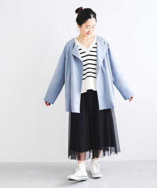 le.coeur blanc(ルクールブラン)の「ボーダーワイドシルエットVネックニット(ニット/セーター・レディース・ブラック系その他/ブルー系その他2・38)」の17枚目の写真