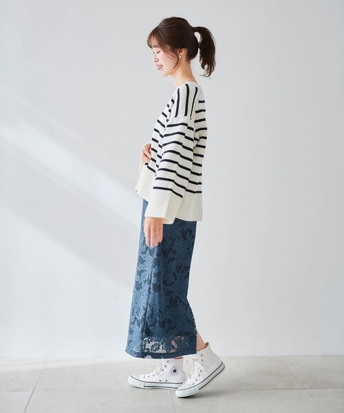 le.coeur blanc(ルクールブラン)の「ボーダーワイドシルエットVネックニット(ニット/セーター・レディース・ブラック系その他/ブルー系その他2・38)」の21枚目の写真