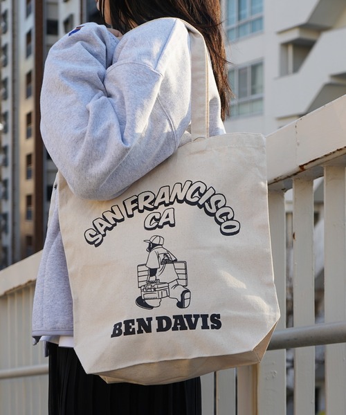 BEN DAVIS（ベンデイビス）の「【BEN DAVIS】ORGANIC PRINT TOTE（トートバッグ・レディース・ホワイト×ブラック・FREE）」の6枚目の写真