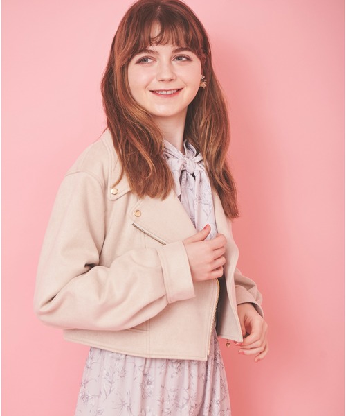 31 Sons de mode（トランテアン　ソン　ドゥ　モード）の「フェイクスエードライダースジャケット（ライダースジャケット・レディース・ベージュ/ライトグリーン・フリー）」の6枚目の写真