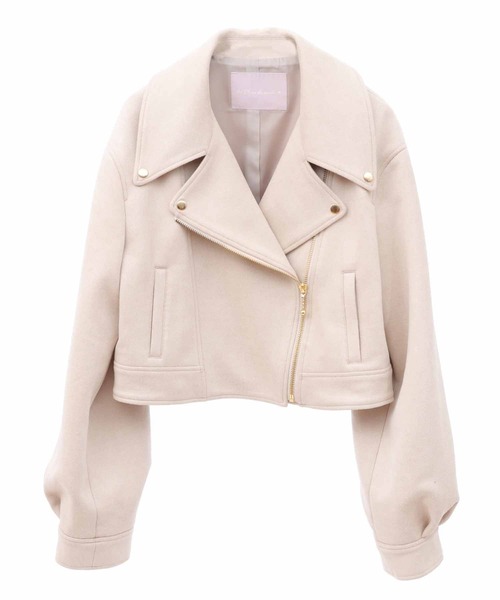 31 Sons de mode（トランテアン　ソン　ドゥ　モード）の「フェイクスエードライダースジャケット（ライダースジャケット・レディース・ベージュ/ライトグリーン・フリー）」の16枚目の写真