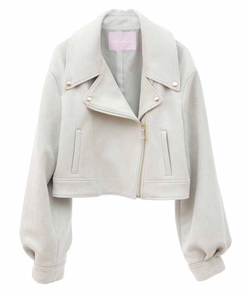 31 Sons de mode（トランテアン　ソン　ドゥ　モード）の「フェイクスエードライダースジャケット（ライダースジャケット・レディース・ベージュ/ライトグリーン・フリー）」の17枚目の写真