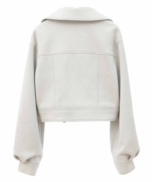 31 Sons de mode（トランテアン　ソン　ドゥ　モード）の「フェイクスエードライダースジャケット（ライダースジャケット・レディース・ベージュ/ライトグリーン・フリー）」の21枚目の写真