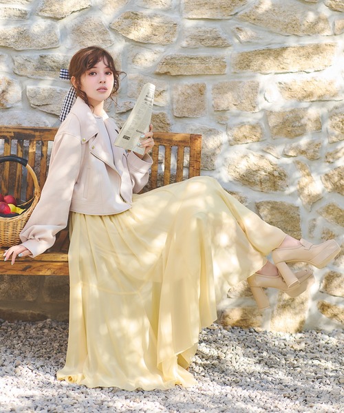 31 Sons de mode（トランテアン　ソン　ドゥ　モード）の「フェイクスエードライダースジャケット（ライダースジャケット・レディース・ベージュ/ライトグリーン・フリー）」の3枚目の写真