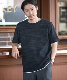 SHIPS: ワッフル フェイクレイヤード クルーネック Tシャツ