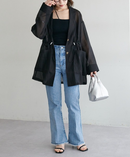 DISCOAT（ディスコート）の「【WEB限定】シアージャケット《新色追加!!》（テーラードジャケット・レディース・アイボリー/ブラック/グレイッシュベージュ/ライトグリーン/ピンク/モカ/カーキ・FREE）」の16枚目の写真