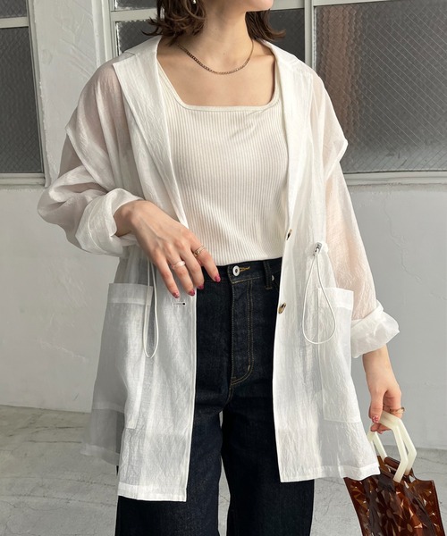 DISCOAT（ディスコート）の「【WEB限定】シアージャケット《新色追加!!》（テーラードジャケット・レディース・アイボリー/ブラック/グレイッシュベージュ/ライトグリーン/ピンク/モカ/カーキ・FREE）」の12枚目の写真