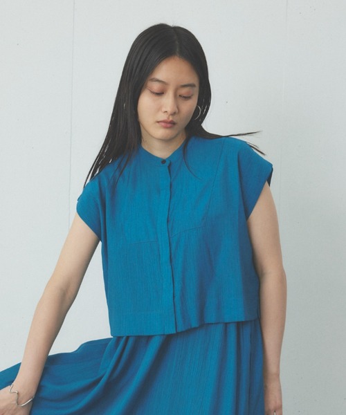 Happy John（ハッピージョン）の「french sleeve short shirt/フレンチスリーブショートシャツ（シャツ/ブラウス・レディース・イエロー/ブラック/ブルー・FREE）」の12枚目の写真