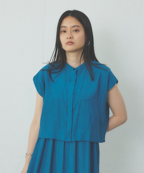 Happy John（ハッピージョン）の「french sleeve short shirt/フレンチスリーブショートシャツ（シャツ/ブラウス・レディース・イエロー/ブラック/ブルー・FREE）」の14枚目の写真